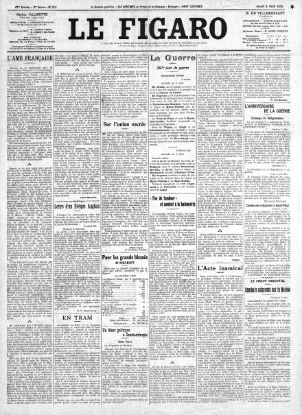 LA PRIMA PAGINA DE LE FIGARO