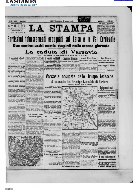 LA PRIMA PAGINA DE LA STAMPA