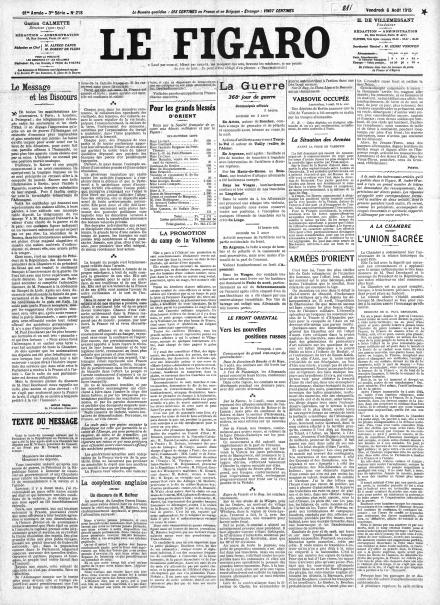 LA PRIMA PAGINA DE LE FIGARO