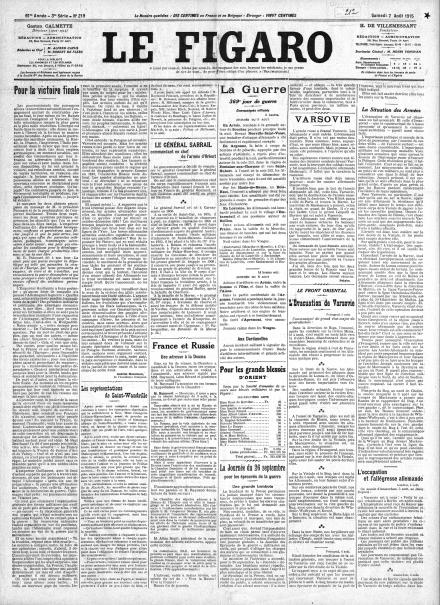 PRIMA PAGINA DE LE FIGARO