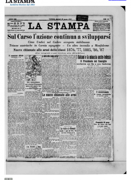 LA PRIMA PAGINA DE LA STAMPA