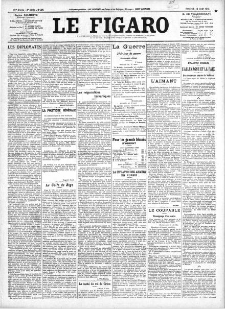 LA PRIMA PAGINA DE LE FIGARO