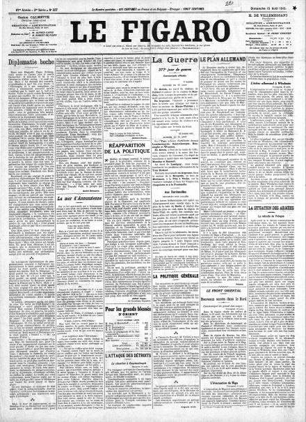LA PRIMA PAGINA DE LE FIGARO