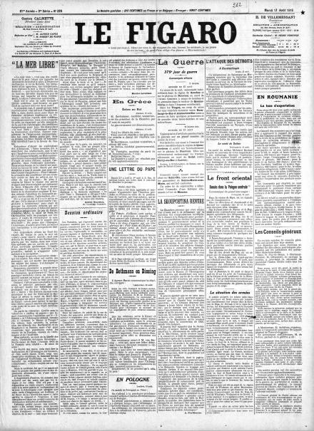 LA PRIMA PAGINA DE LE FIGARO