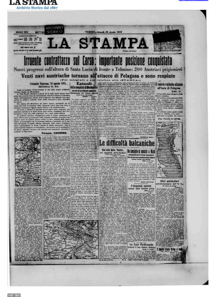 LA PRIMA PAGINA DE LA STAMPA