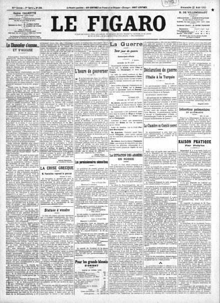 LA PRIMA PAGINA DE LE FIGARO