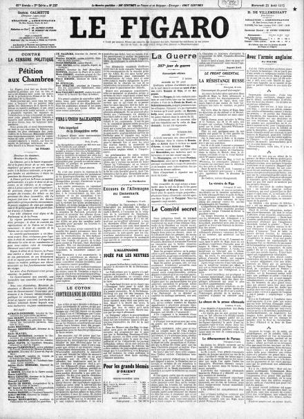 LA PRIMA PAGINA DE LE FIGARO