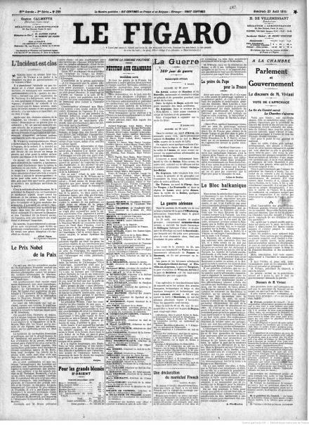 LA PRIMA PAGINA DE LE FIGARO