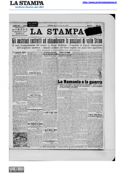 LA PRIMA PAGINA DE LA STAMPA