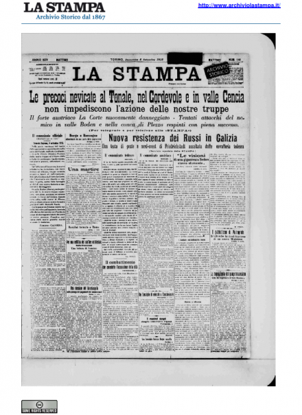 LA PRIMA PAGINA DE LA STAMPA