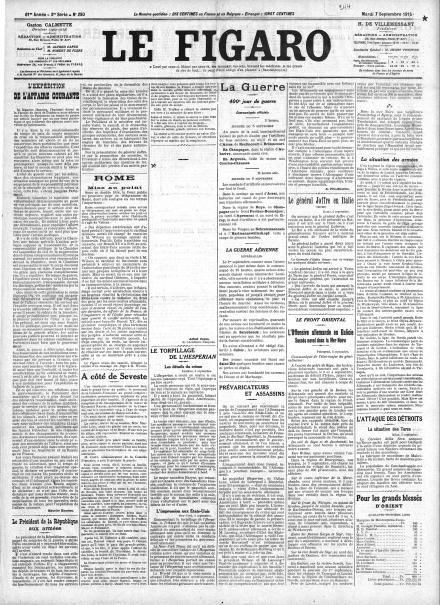 LA PRIMA PAGINA DE LE FIGARO