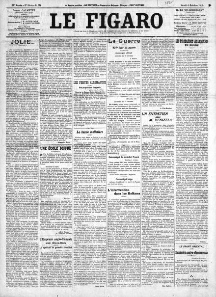 LA PRIMA PAGINA DE LE FIGARO