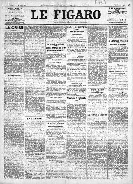 LA PRIMA PAGINA DE LE FIGARO