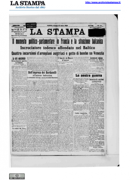 LA PRIMA PAGINA DE LA STAMPA
