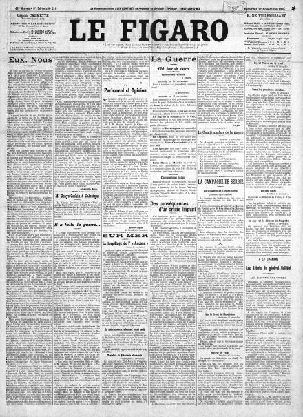 LA PRIMA PAGINA DE LE FIGARO