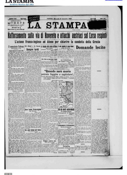 LA PRIMA PAGINA DE LA STAMPA