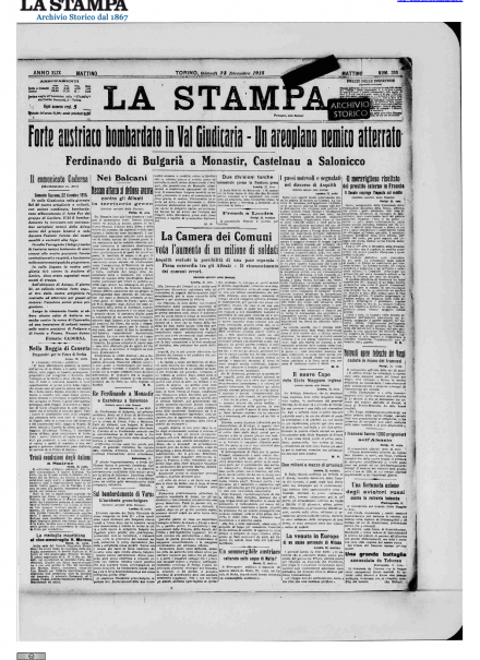 LA PRIMA PAGINA DE LA STAMPA