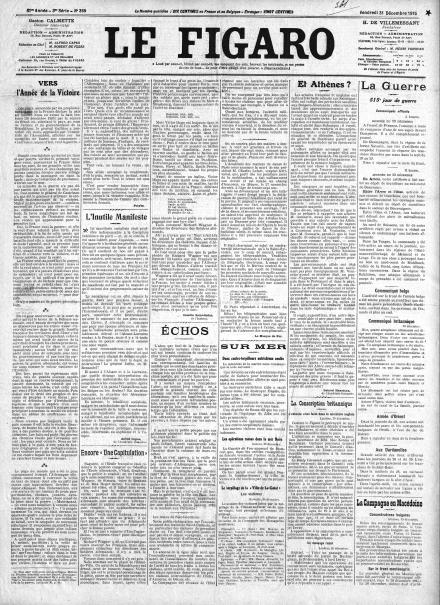 LA PRIMA PAGINA DE LE FIGARO