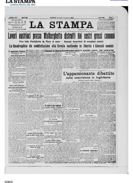 LA PRIMA PAGINA DE LA STAMPA