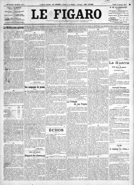 LA PRIMA PAGINE DE LE FIGARO