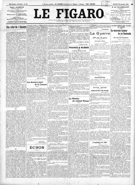 LA PRIMA PAGINA DI LE FIGARO