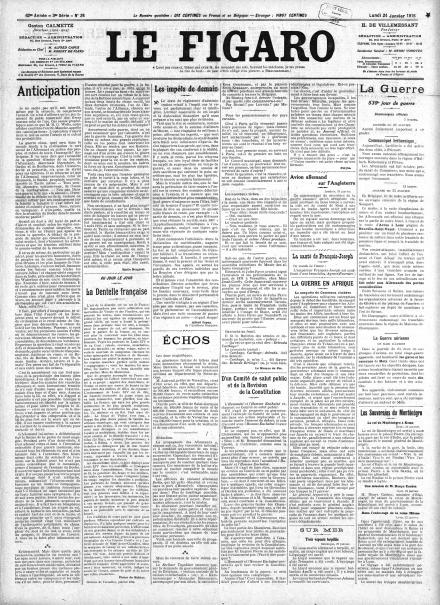 LA PRIMA PAGINA DI LE FIGARO