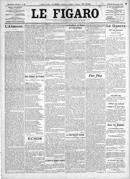 LA PRIMA PAGINA DE LE FIGARO