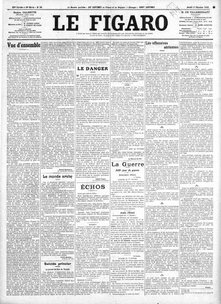 LA PRIMA PAGINA DI LE FIGARO