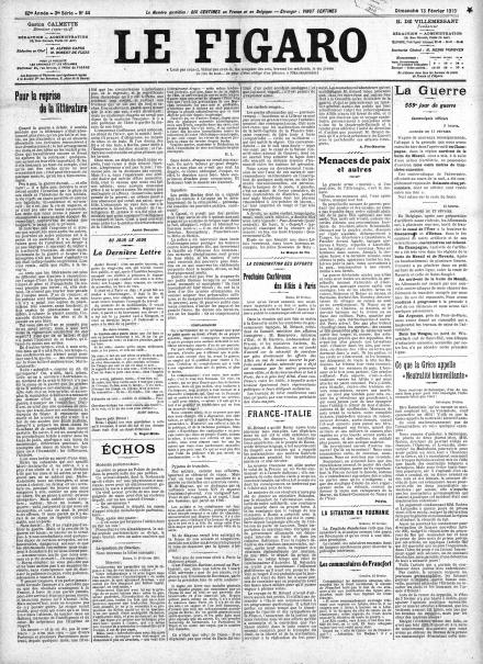 LA PRIMA PAGINA DI LE FIGARO