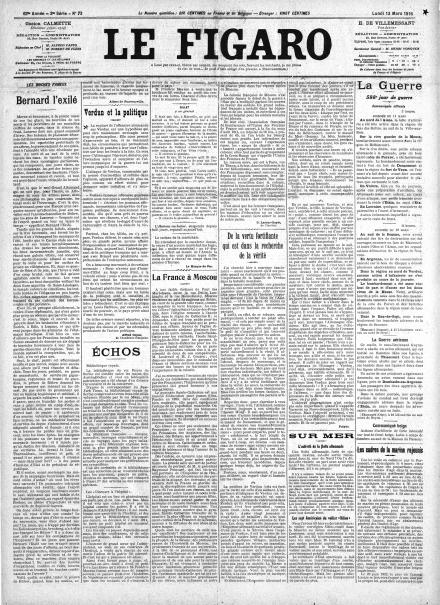 LA PRIMA PAGINA DI LE FIGARO