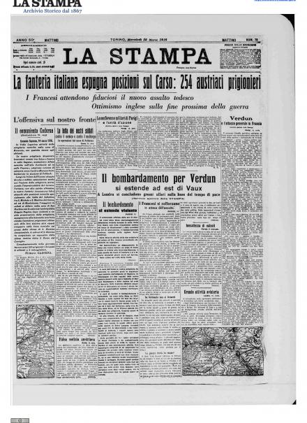 LA PRIMA PAGINA DE LA STAMPA
