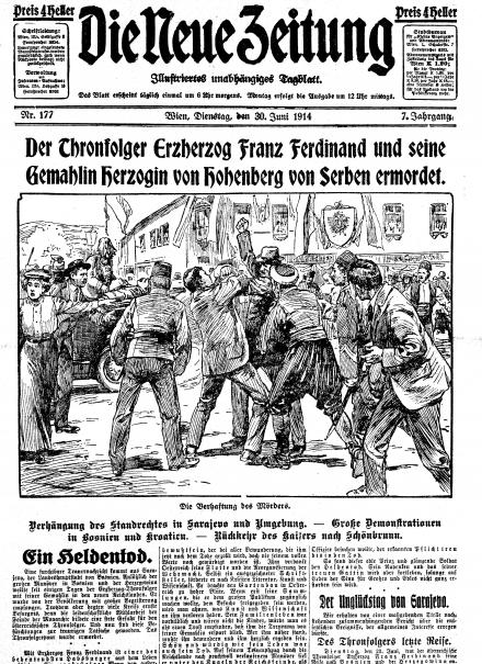 La prima pagina di un giornale viennese del 30 giugno 1914