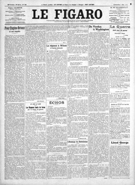 LA PRIMA PAGINA DE LE FIGARO