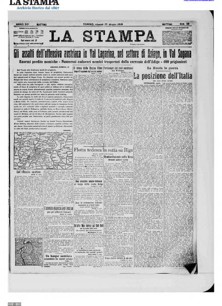 LA PRIMA PAGINA DE LA STAMPA