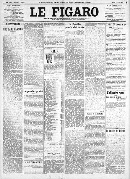 LA PRIMA PAGINA DE LE FIGARO