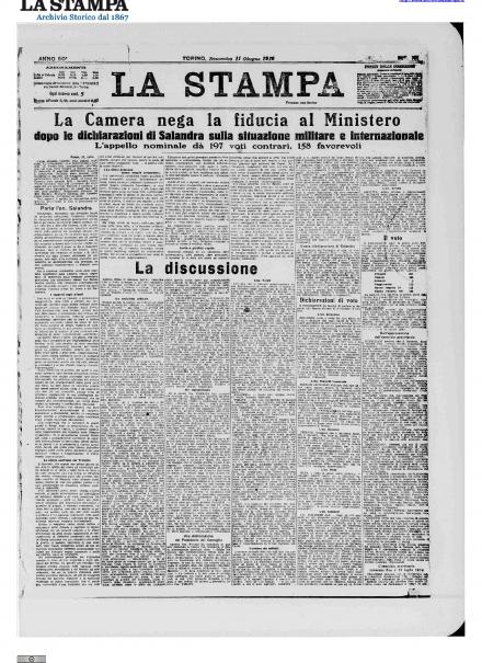 LA PRIMA PAGINA DE LA STAMPA