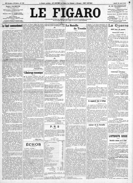 LA PRIMA PAGINA DE LE FIGARO