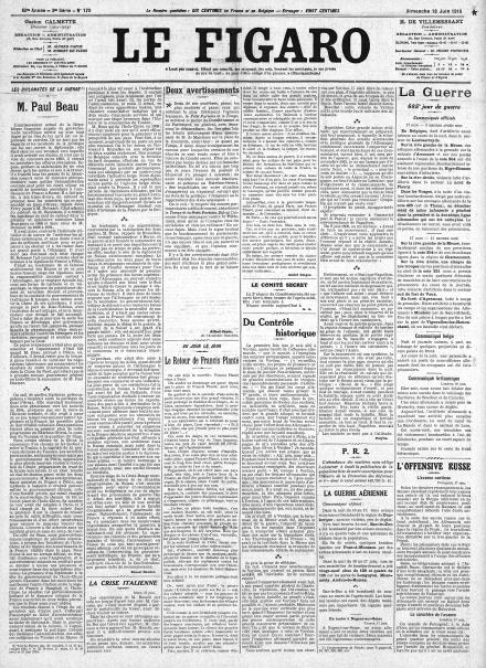 LA PRIMA PAGINA DE LE FIGARO