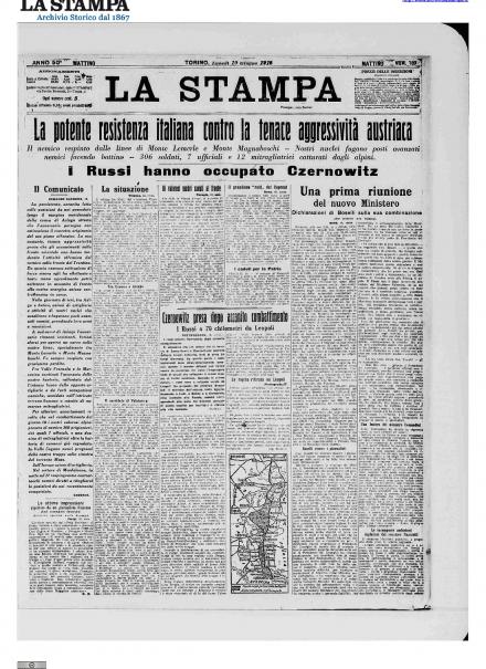 LA PRIMA PAGINA DE LA STAMPA