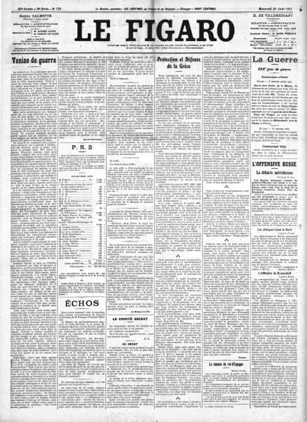 LA PRIMA PAGINA DE LE FIGARO