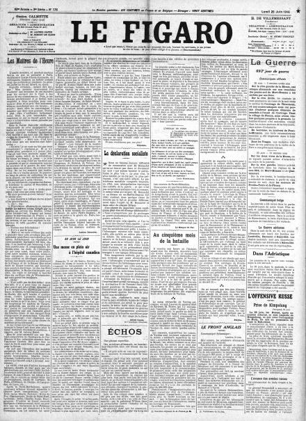 LA PRIMA PAGINA DE LE FIGARO