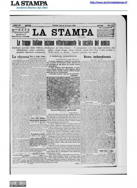 La prima pagina de La Stampa del 27 giugno 1916