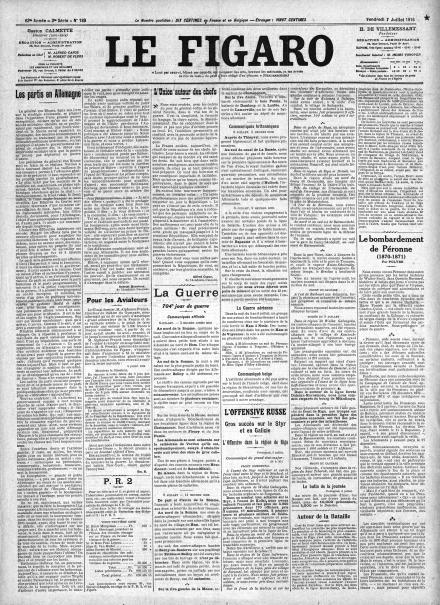 LA PRIMA PAGINA DE LE FIGARO