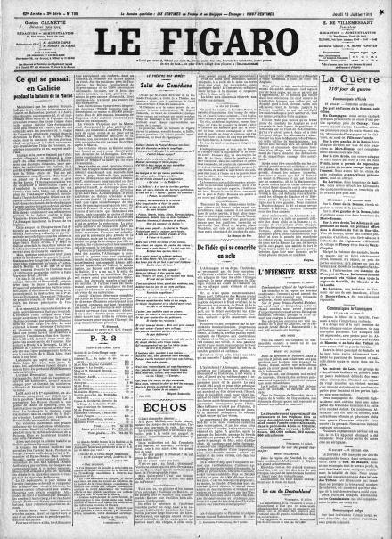 LA PRIMA PAGINA DI LE FIGARO