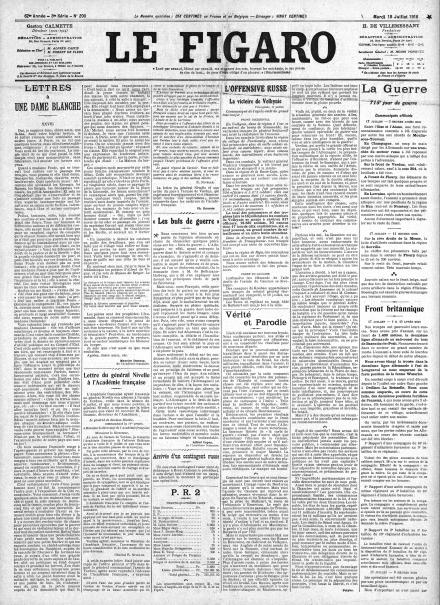 LA PRIMA PAGINE DE LE FIGARO