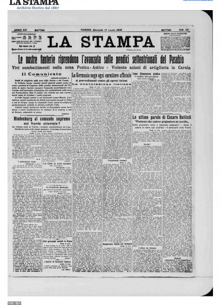LA PRIMA PAGINA DE LA STAMPA