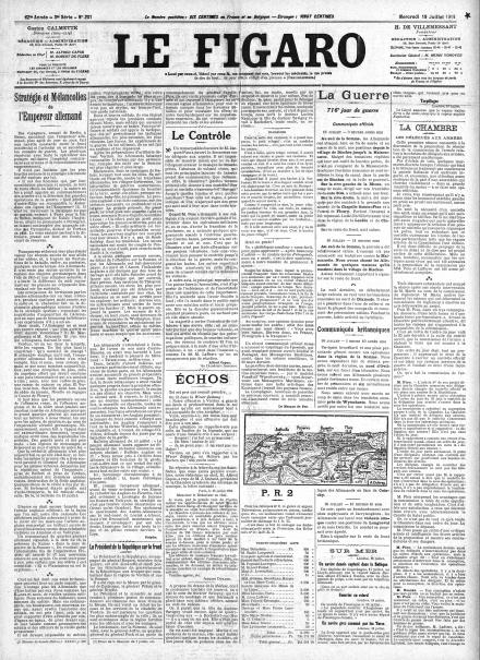 LA PRIMA PAGINA DE LE FIGARO