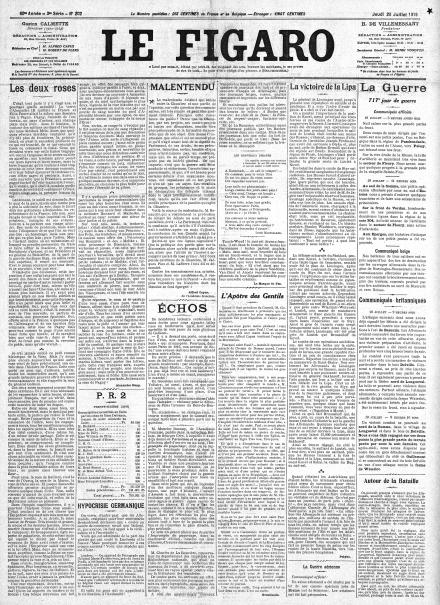 LA PRIMA PAGINA DE LE FIGARO