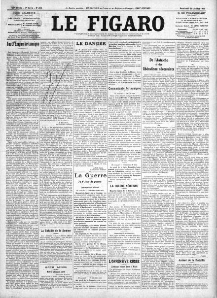 LA PRIMA PAGINA DE LE FIGARO