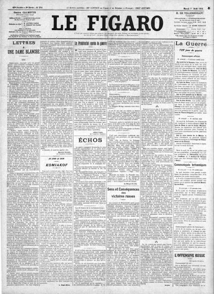 LA PRIMA PAGINA DE LE FIGARO